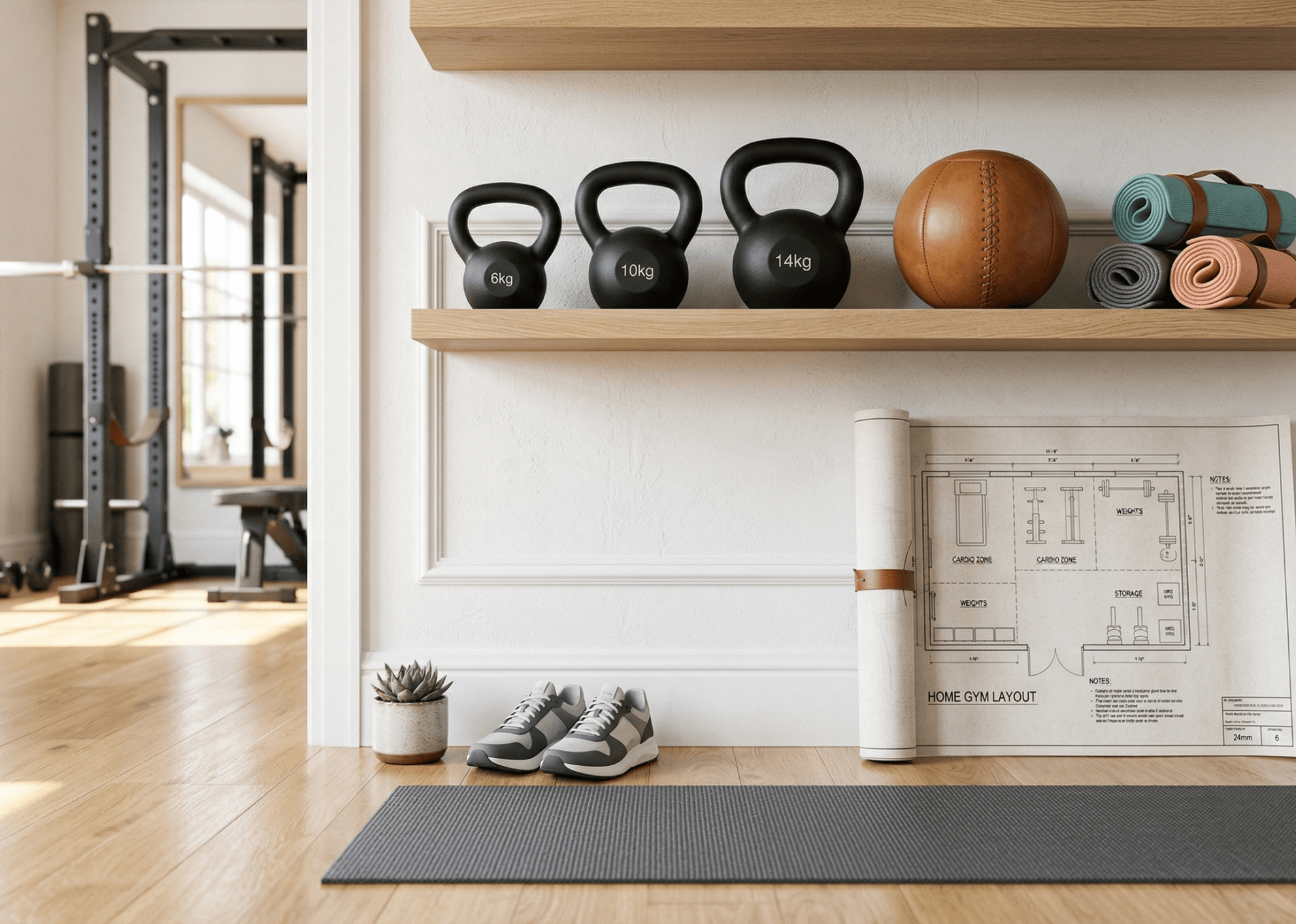 Modern bespoke home gym design layout by Mike Nichols serving the Cotswolds and West Country